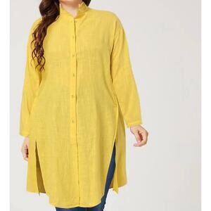 ZANZEA Mustard Yellow Tunic Top Blouse Button Sides Women’s Size XL NWT